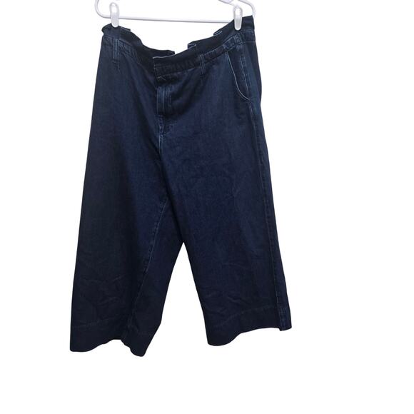 Boden Denim Paperbag Waist Wide Leg Pants Size 16 Dark Wash - Picture 1 of 5
